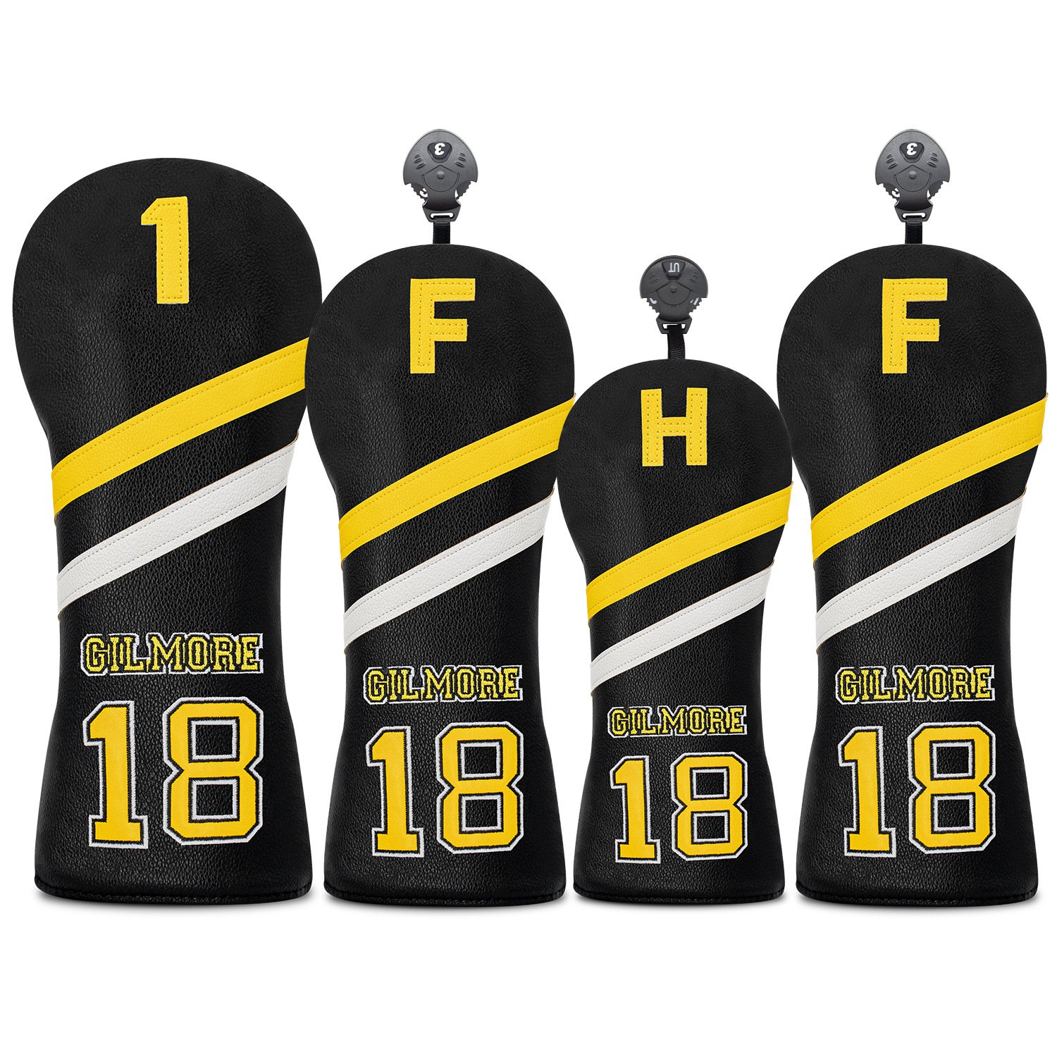 Golf HeadCover Supplier Black Yellow Wood Cover Sets 5 Durable Embroidered Wood Cover Set With Vibrant Yellow Design