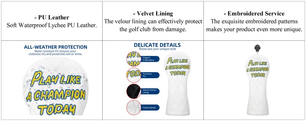 Golf Head Cover Supplier White Leather Driver Cover 7 Golf Head Cover Supplier White Leather Driver Cover details