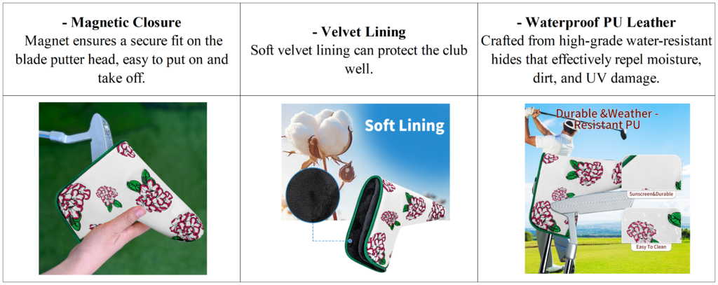 Golf Headcover Supplier Custom Blade Putter Covers details