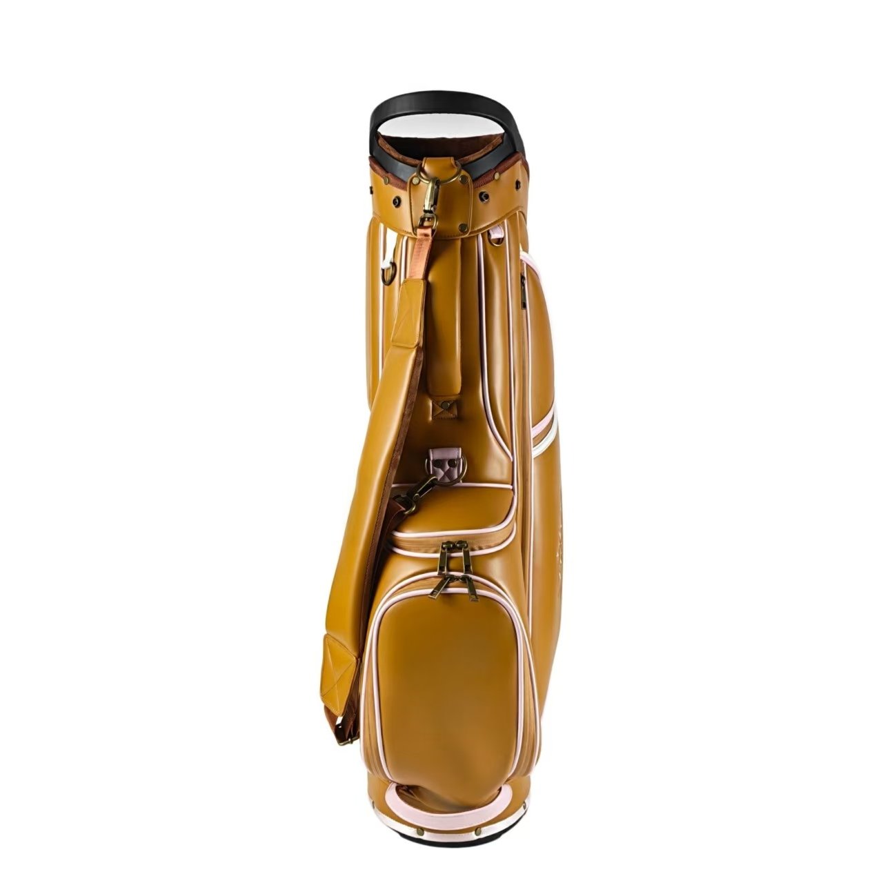 Best Golf Bag Manufacturer- Brown PU Leather Golf Stand Bag 3 Lightweight Golf Bag With Single Padded Shoulder Strap