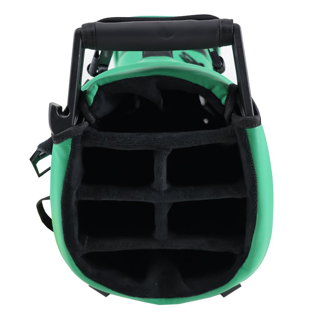Green Matte Leather Golf Stand Bags Custom Golf Bag Makers 6 Lightweight Golf Stand Bag With Dual Shoulder Straps