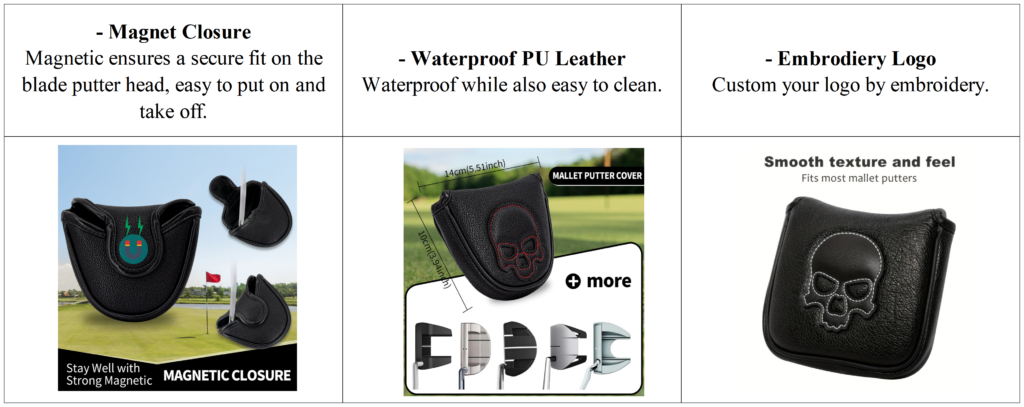 Personalize Black Mallet Putter Covers Golf Headcover Supplier 7 Personalize Black Mallet Putter Covers Golf Headcover Supplier dimension