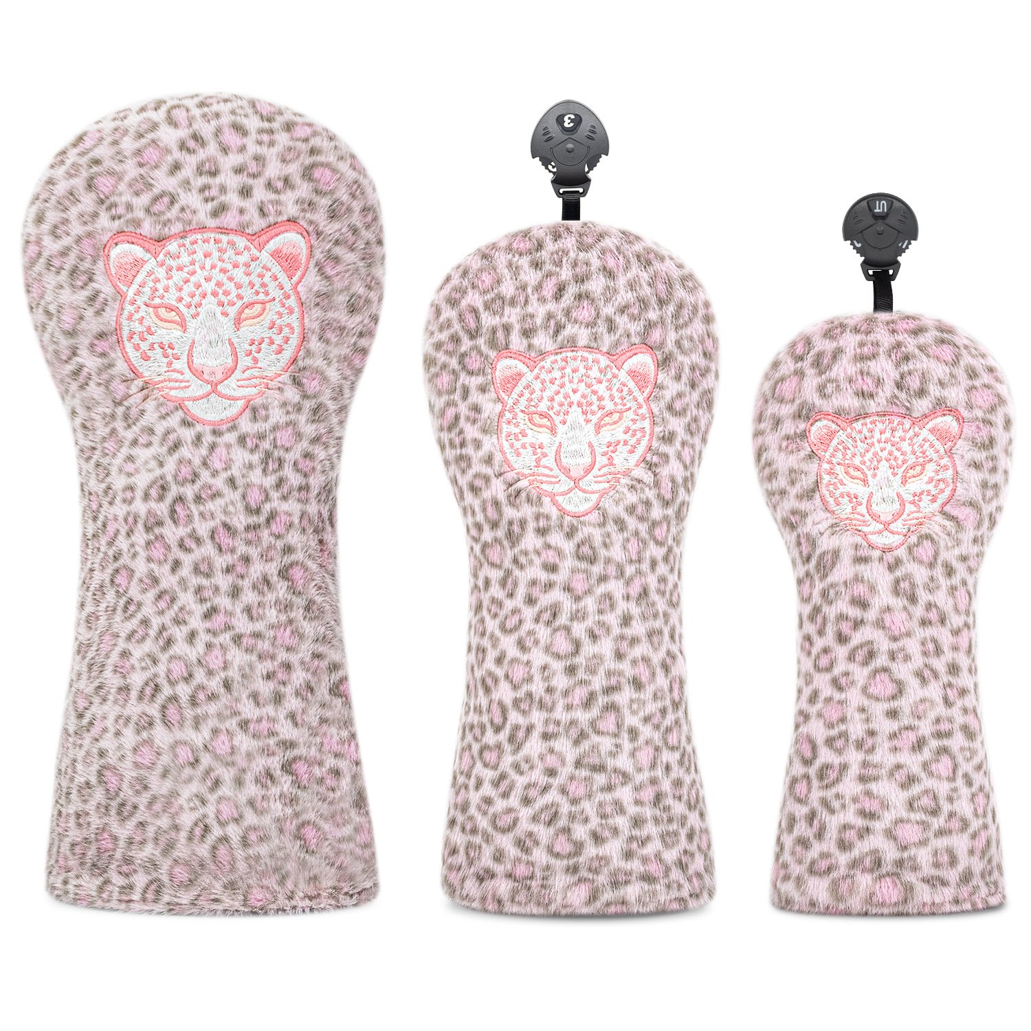 Pink Furry Embroidered Driver Cover Golf Headcover Factory 1 Pink Furry Embroidered Driver Cover Golf Headcover Factory