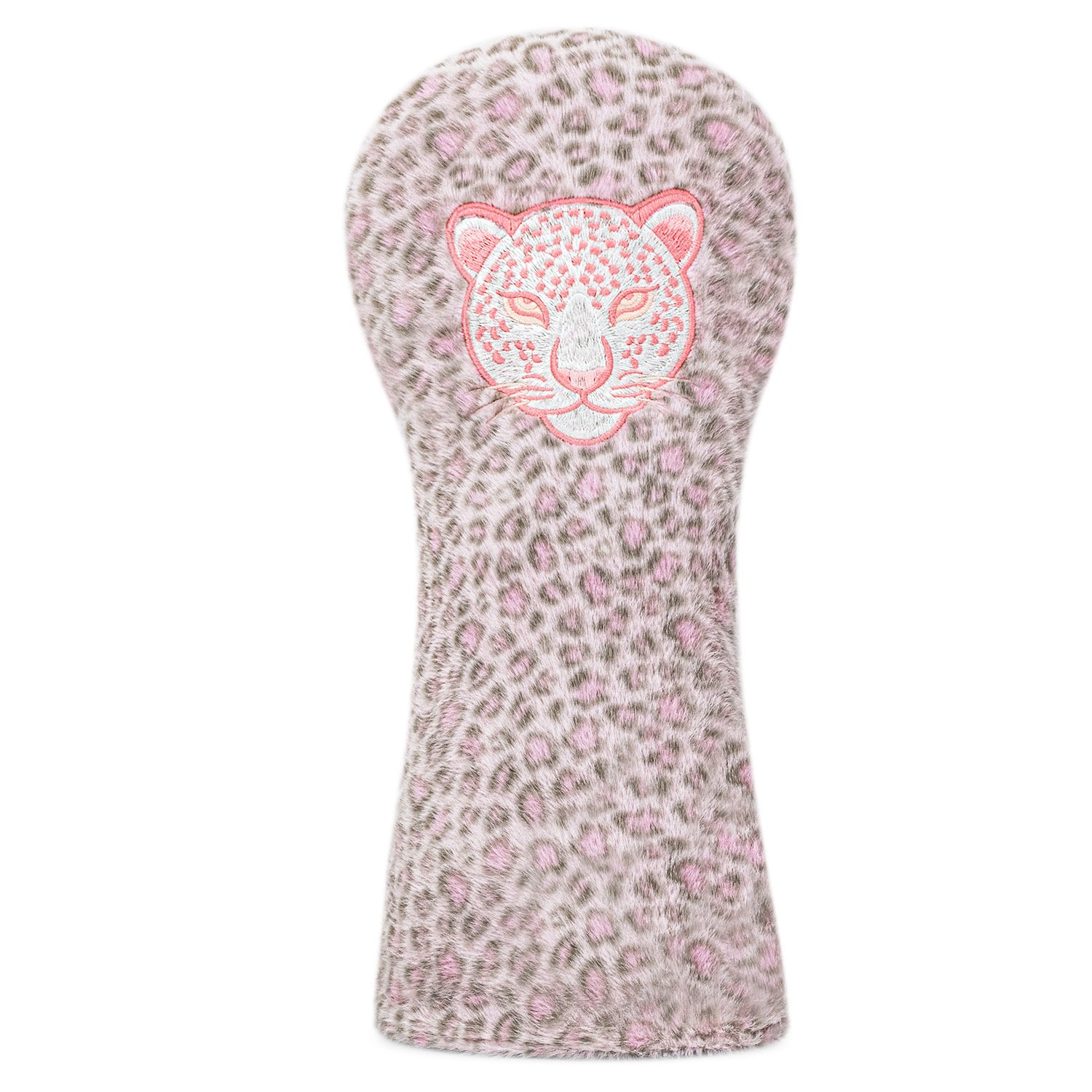 Pink Furry Embroidered Driver Cover Golf Headcover Factory 2 Pink Leopard Print Furry Driver Cover With Embroidery