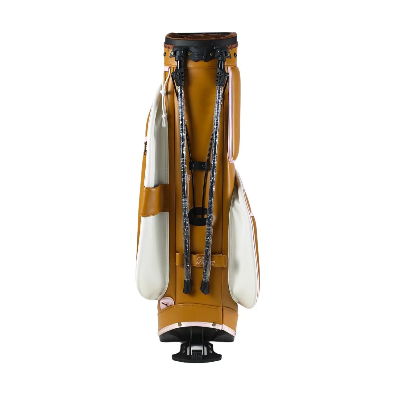Best Golf Bag Manufacturer- Brown PU Leather Golf Stand Bag 4 Premium Brown PU Leather Golf Stand Bag With 6 Pockets And Stand