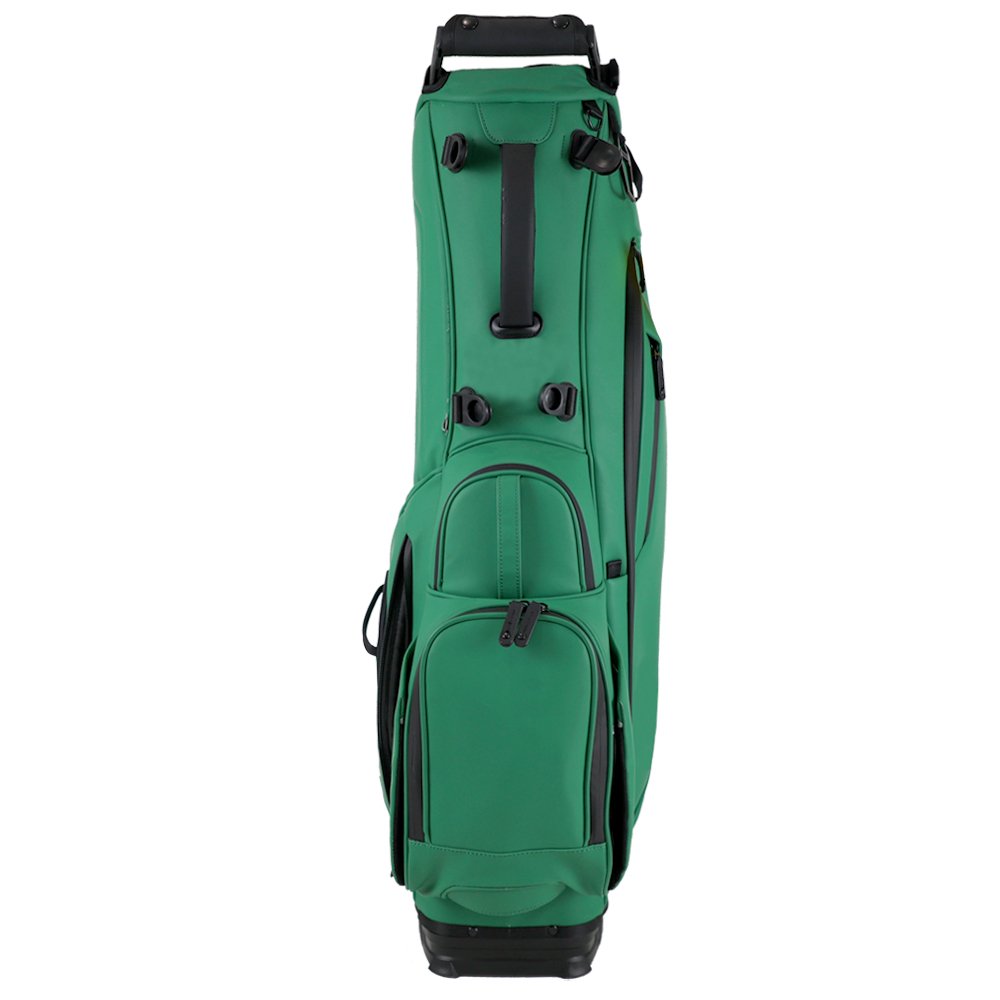 Green Matte Leather Golf Stand Bags Custom Golf Bag Makers 3 Waterproof Green Golf Bag With Velvet Jewelry Pouch And 6 Way Top