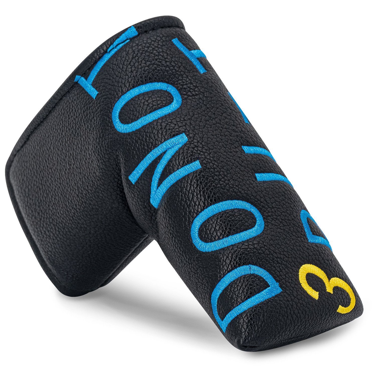 Blade Putter Golf Headcover Factory-Embroidered Logo Headover 2 Black White Waterproof Leather Blade Putter Cover