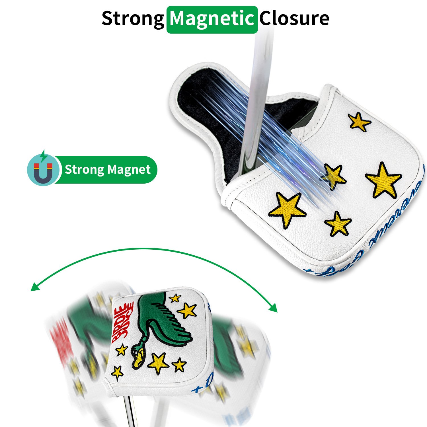 Mallet Putter Golf Headcover Factory with Custom Embroidery 3 Custom Embroidered Golf Headcover For Oversized Mallet Putters