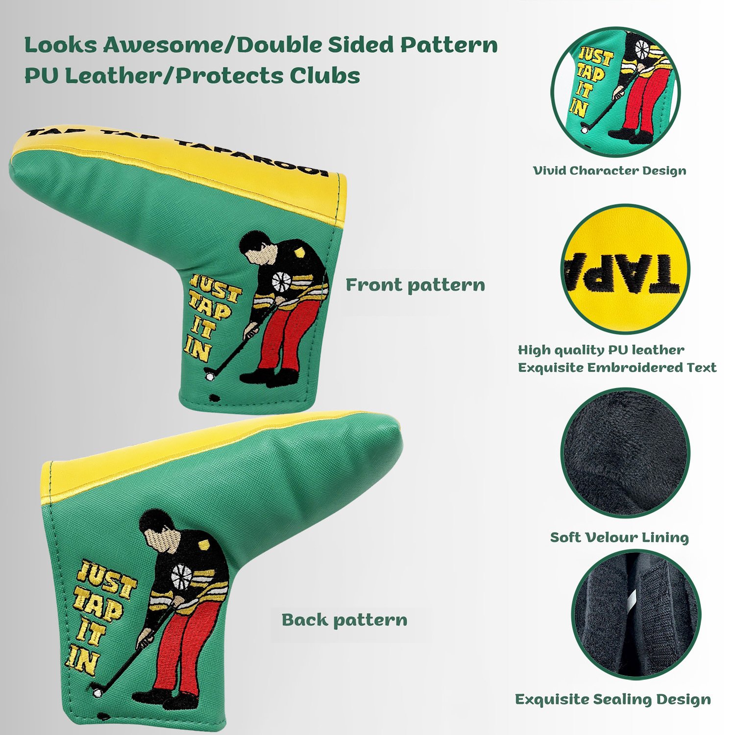 Custom Printed Logo Blade Golf Headcover Supplier 3 Durable Printed Blade Putter Headcover With Velvet Lining