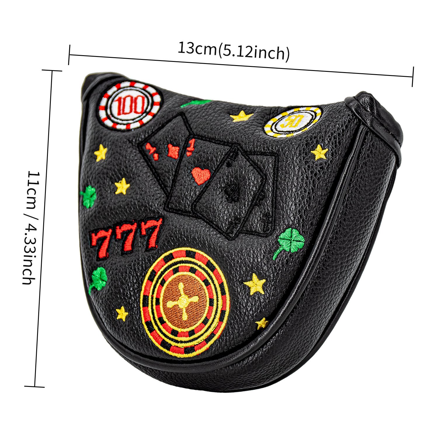 Poker Embroidery Mallet Putter Golf Headcover Supplier 4 Personalized Magnetic Putter Cover With Poker Art