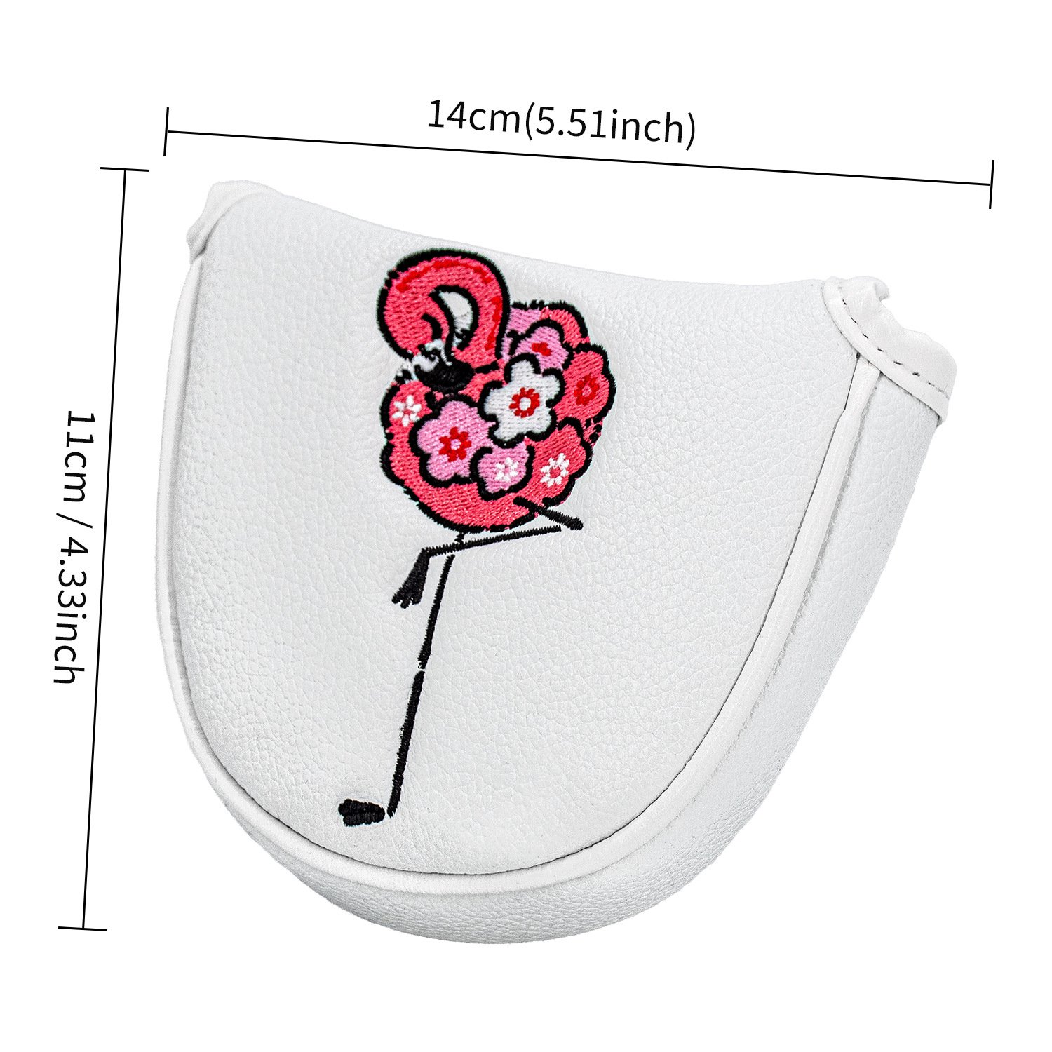 Custom Embroidery Mallet Putter Golf Headcover Factory 4 Personalized Putter Cover With Pink Flamingo Design