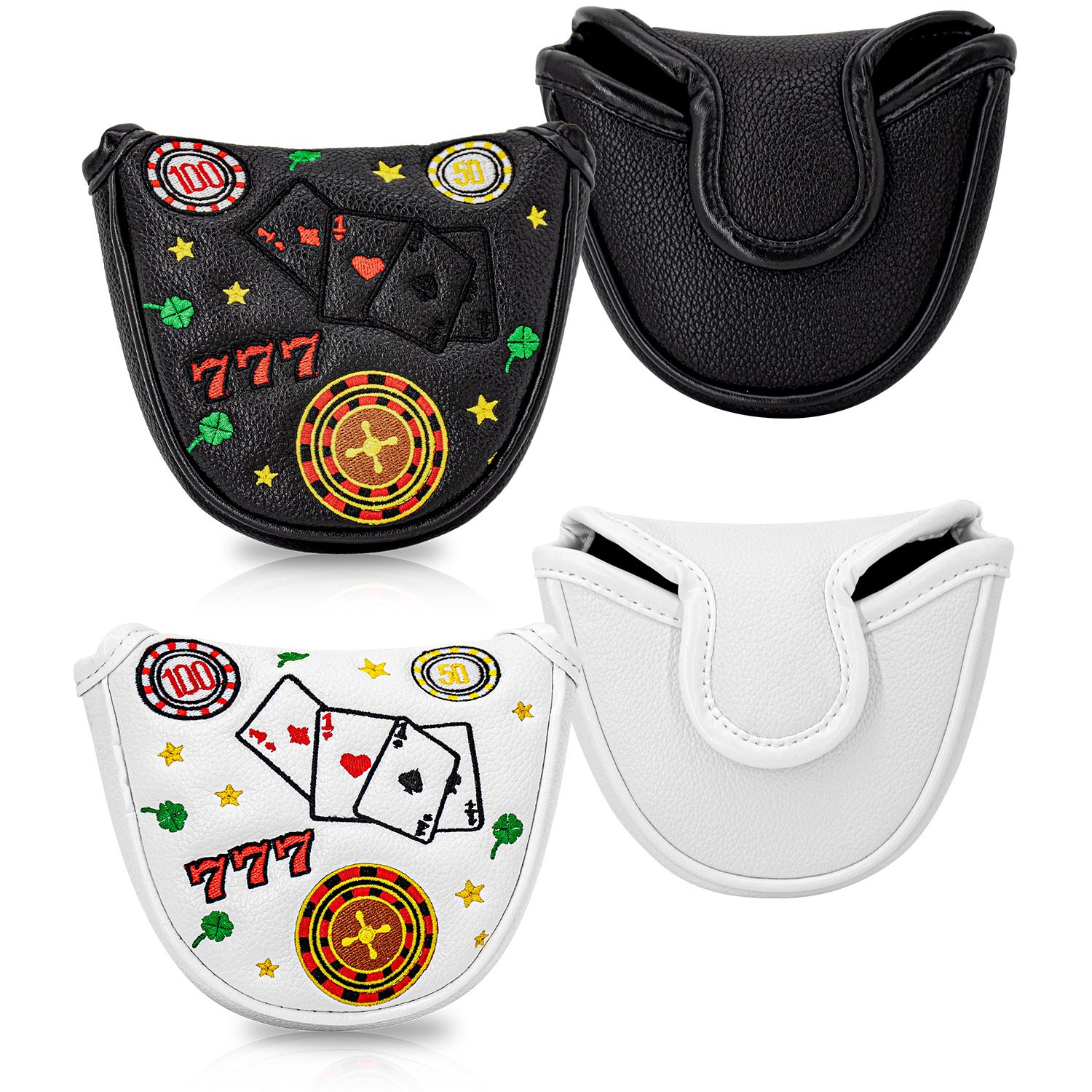 Poker Embroidery Mallet Putter Golf Headcover Supplier 1 Poker Embroidery Mallet Putter Golf Headcover Supplier