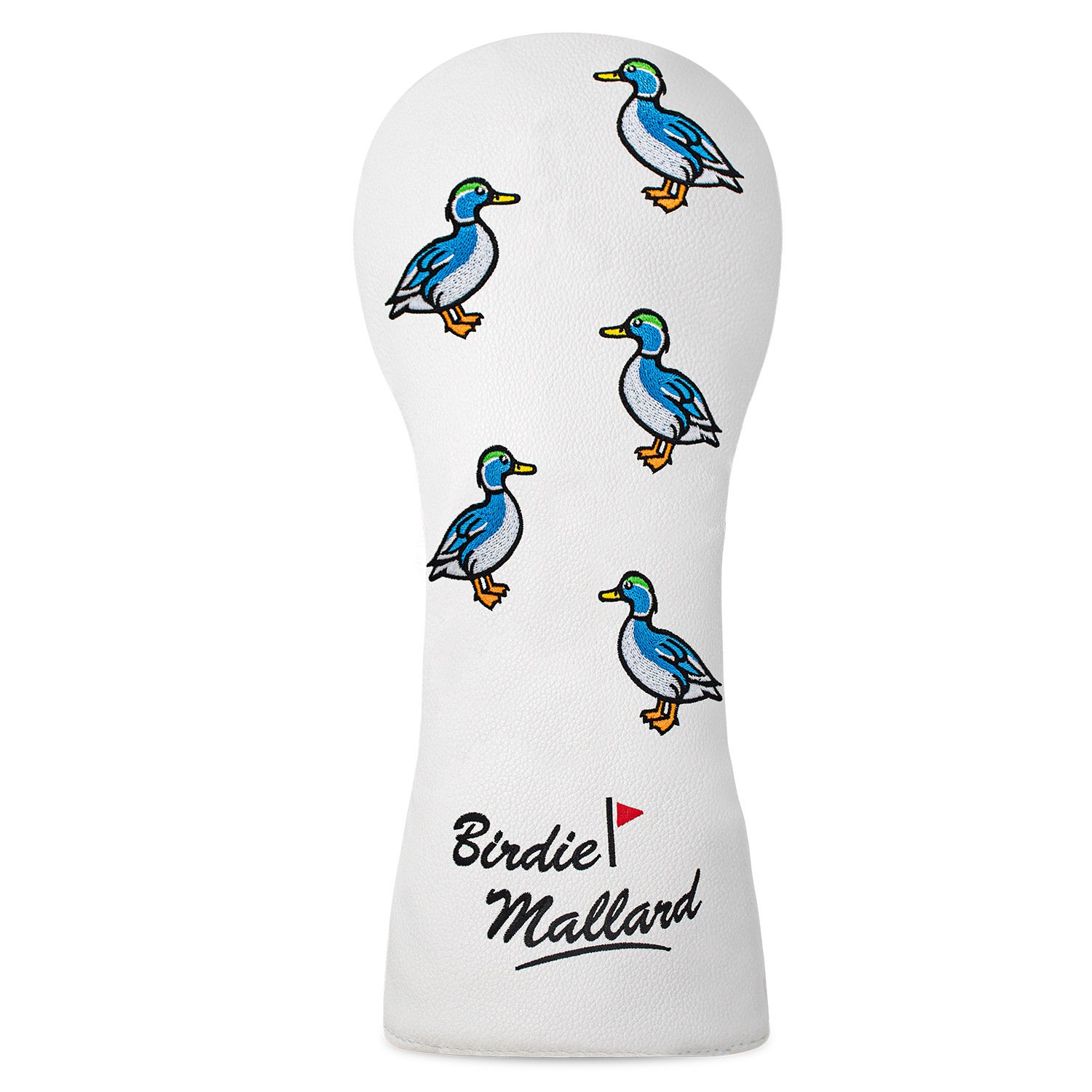 Personalized Embroidery Duck Leather Golf Headcover Factory 2 White Leather Wood Cover With Wild Duck Embroidery