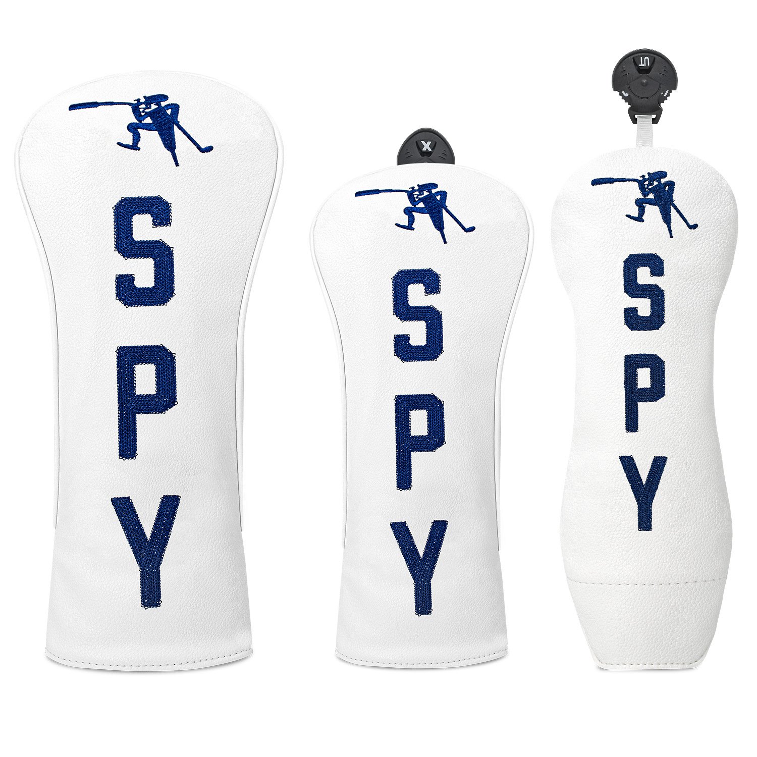 White Leather Custom Logo Golf Headcover Factory 2 White Waterproof Leather Wood Cover With Custom Logo