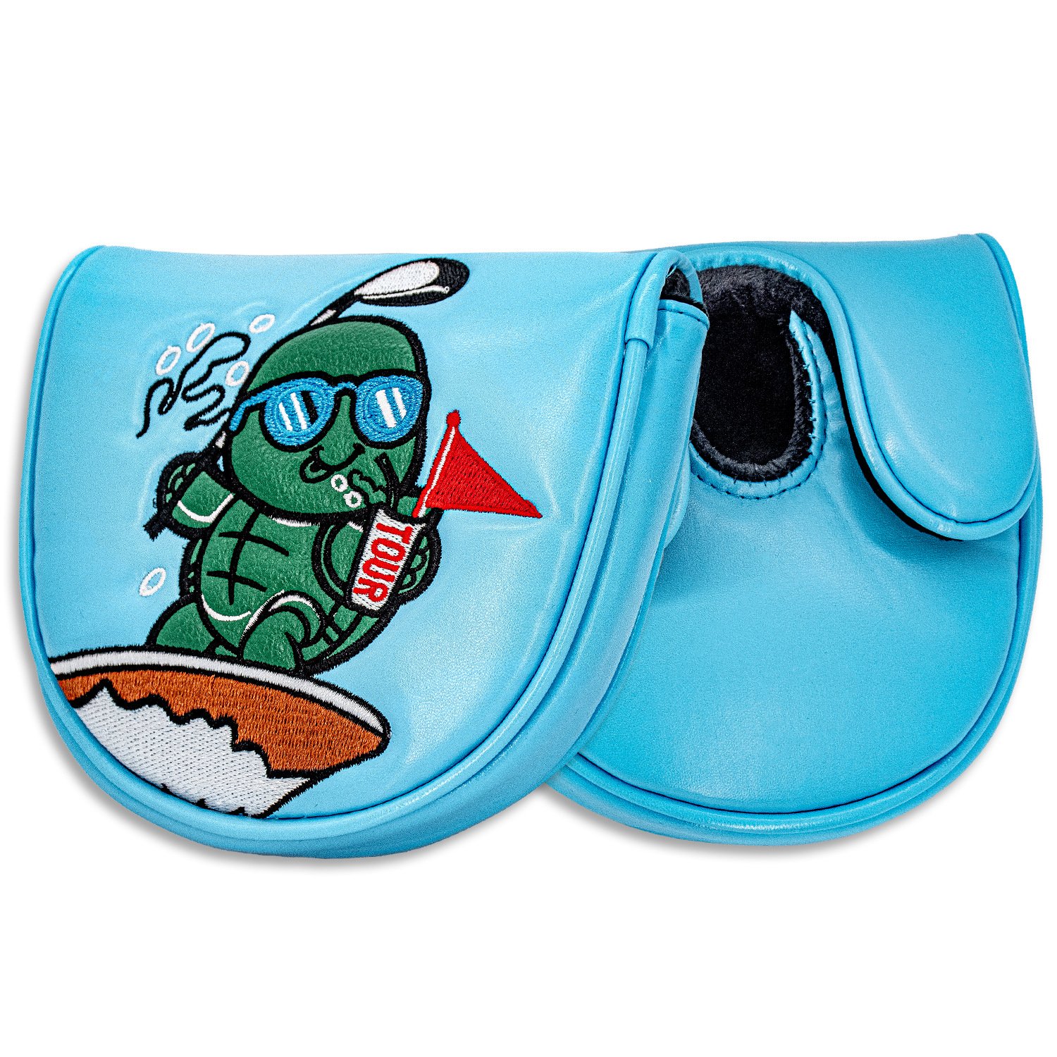 PU Leather Custom Logo Mallet Putter Golf Headcover Factory 3 Blue PU Leather Mallet Putter Cover With Custom Logo