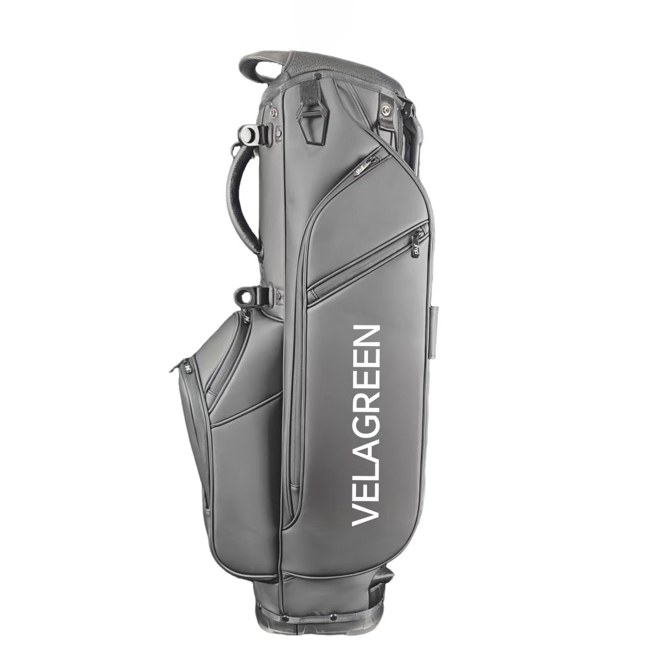 Custom Black Leather 4 Way Top Stand Golf Bag Factory 2 Classic Black PU Leather Golf Stand