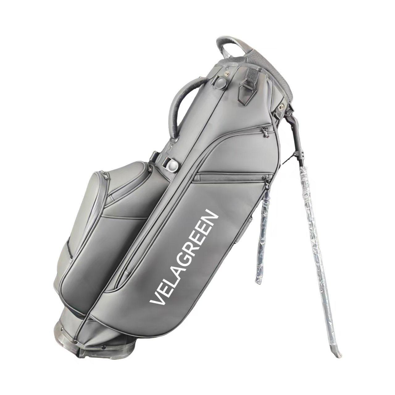 Custom Black Leather 4 Way Top Stand Golf Bag Factory 1 Custom Black Leather 4 Way Top Stand Golf Bag Factory