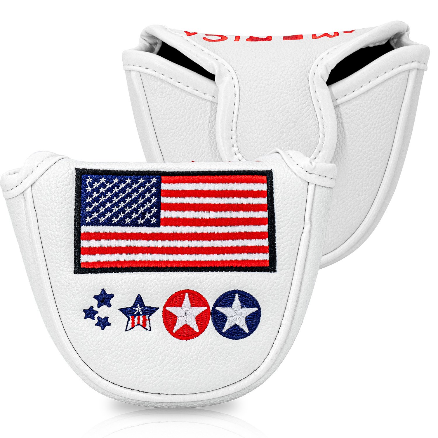 Full Custom Embroidery logo PU leather Golf Headcover Factory 3 Custom Embroidered Golf Headcover For Oversized Mallet Putters