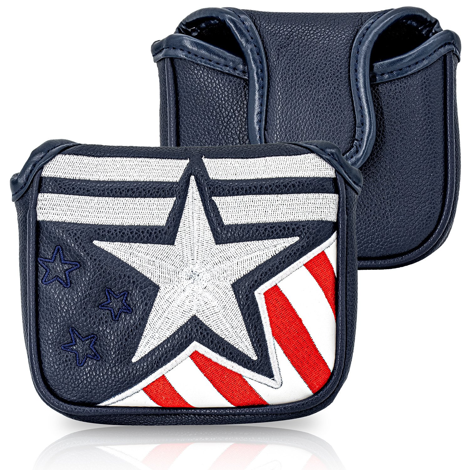 Premium Embroidery Logo Mallet Golf Headcover Manufacturer 3 Custom Embroidered Logo Golf Headcover For Mallet Putters