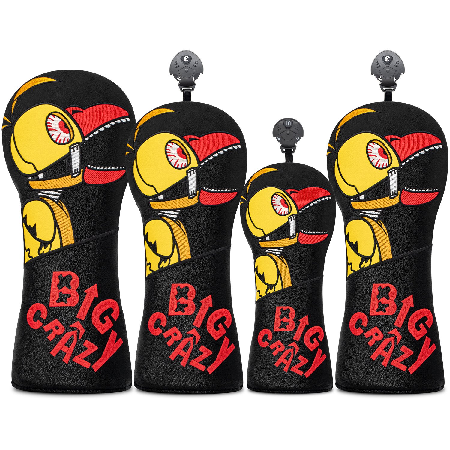 Custom Black Leather Wood Sets Golf Headcover Manufacturer 2 Durable Embroidered Wood Cover Set With Velvet Lining