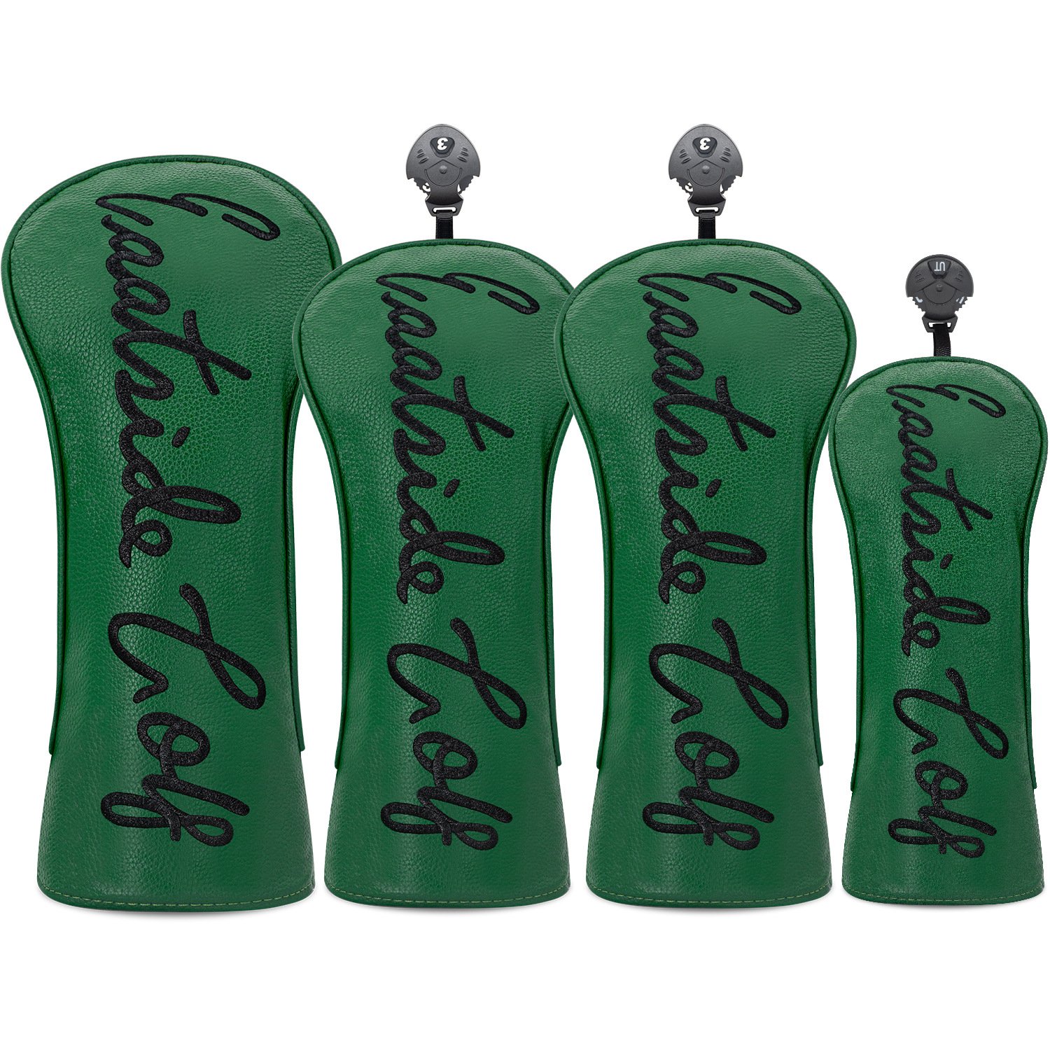 Green Leather 3D Embroidery Wood Golf Headcover Factory 1 Green Leather 3D Embroidery Wood Golf Headcover Factory
