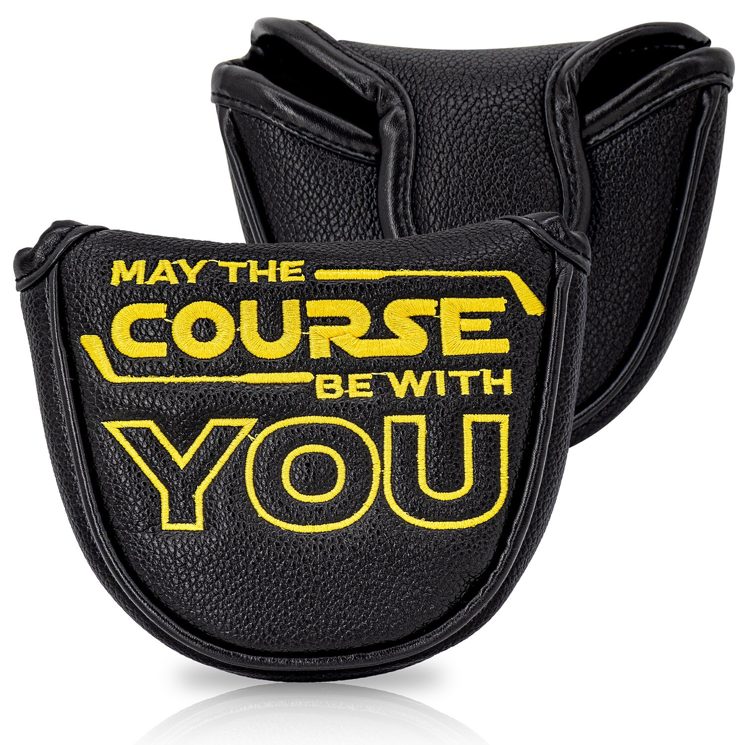 Personalized Black Leather Mallet Putter Golf Headcover Supplier 1 Personalized Black Leather Mallet Putter Golf Headcover Supplier
