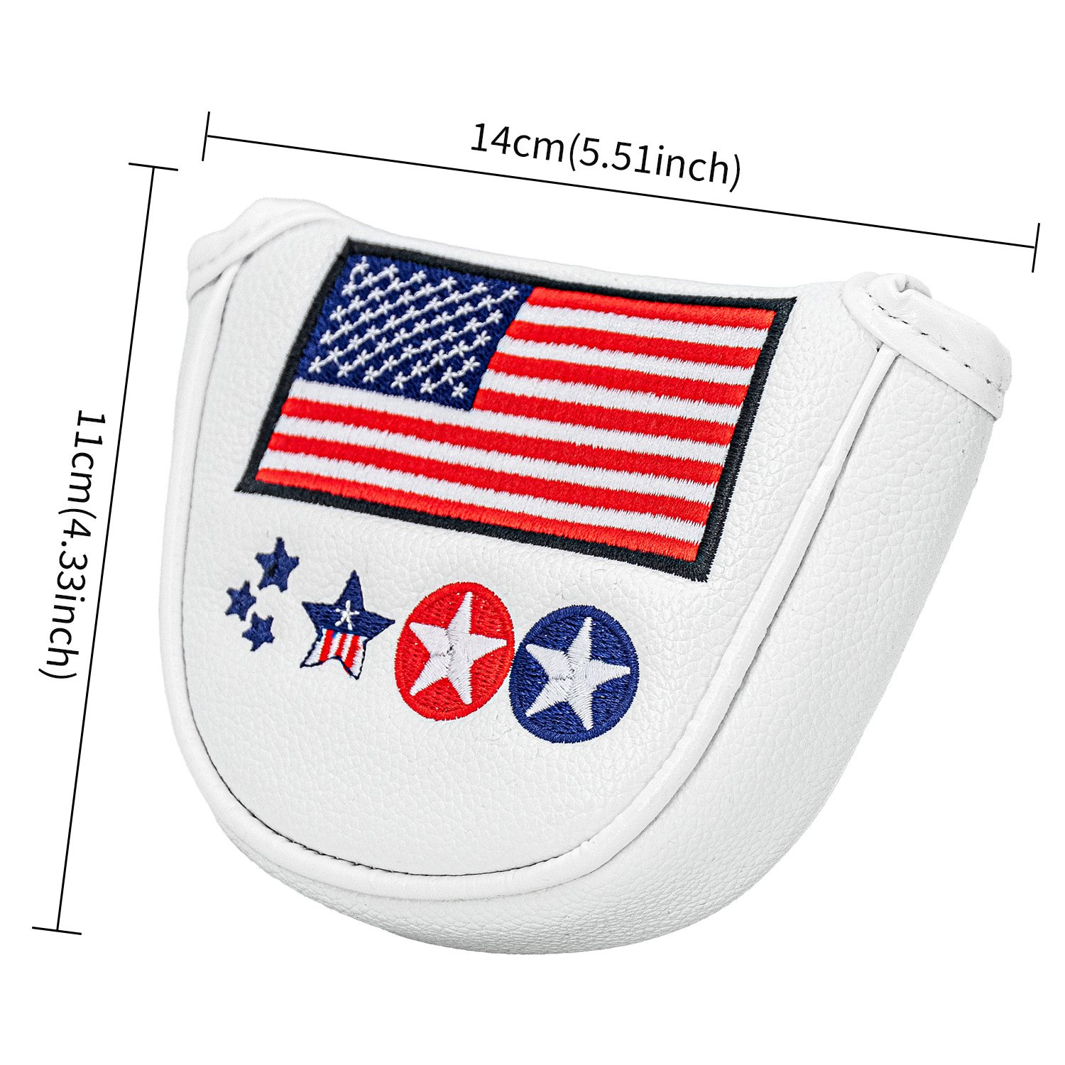 Full Custom Embroidery logo PU leather Golf Headcover Factory 5 Personalized Flag Design Putter Cover With Velcro Closure
