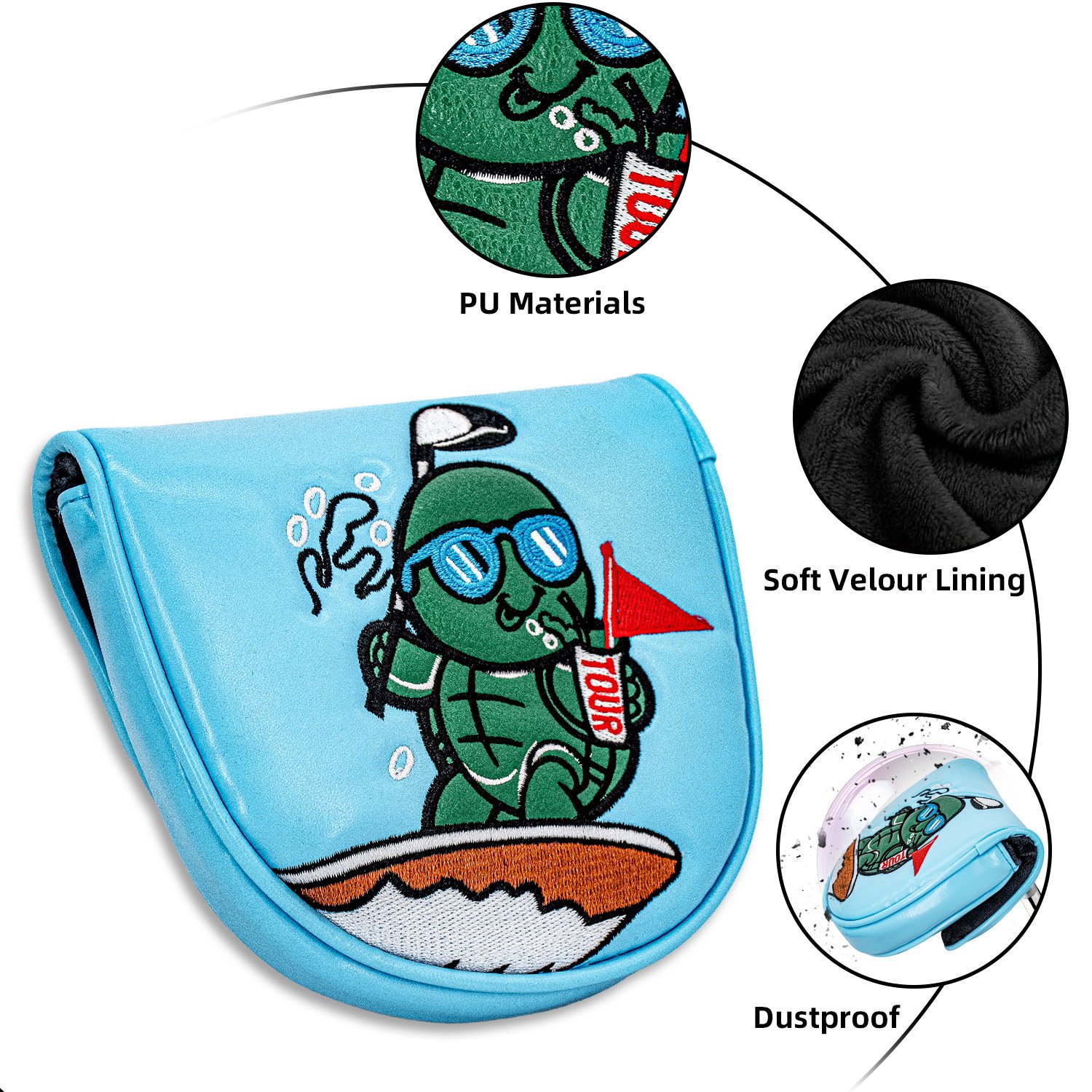 PU Leather Custom Logo Mallet Putter Golf Headcover Factory 5 Personalized Magnetic Putter Cover With Logo Embroidery