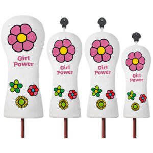 White Leather Flower Embroidery Wood Golf Headcover Supplier