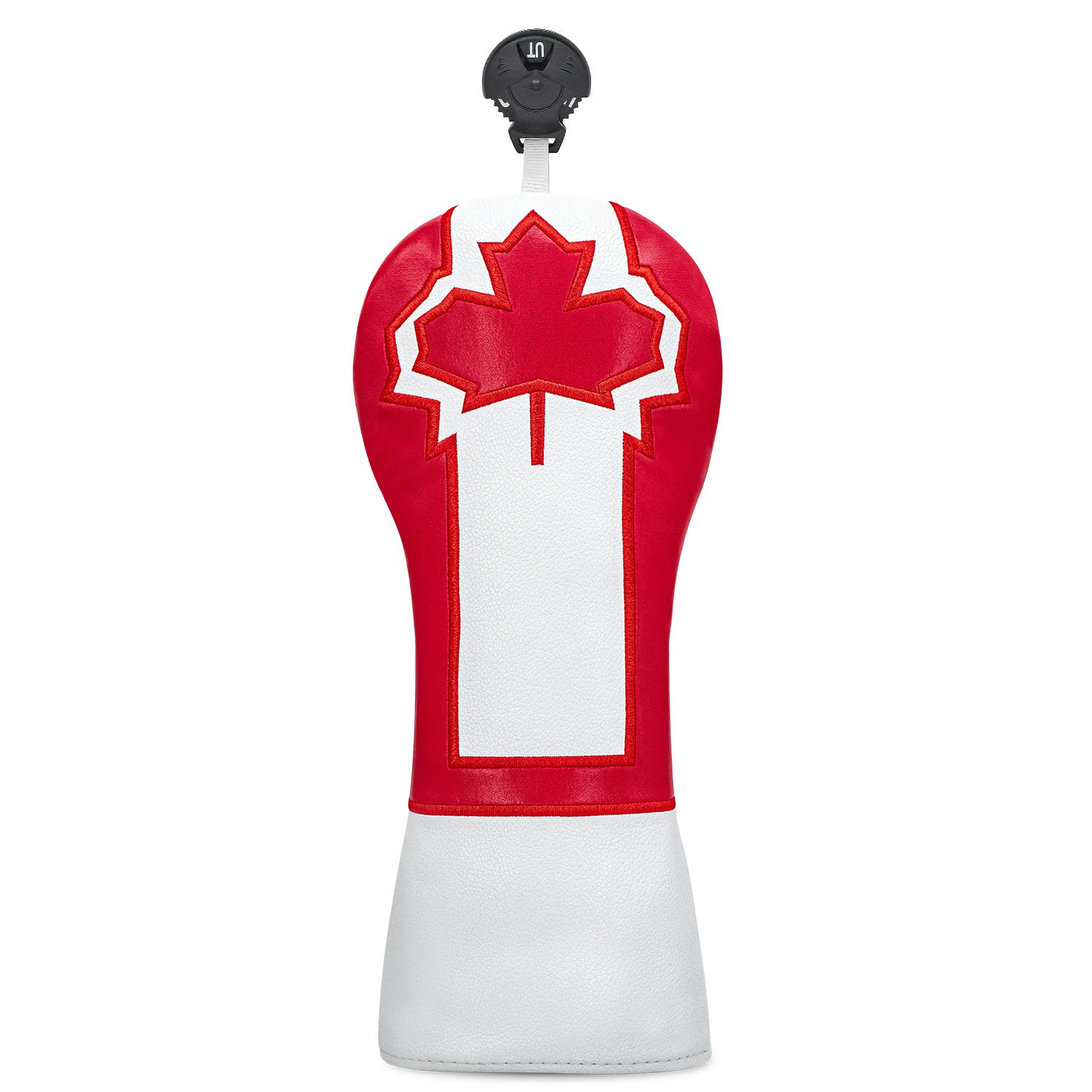 Custom Red Embroidery Logo Wood Golf Headcover Factory 4 Personalized White Leather Headcover With Crimson Stitching